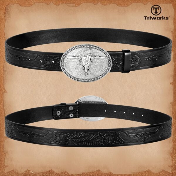 Western Belts for Men Women, Cowboy Cowgirl Belt Embossed We... - Image 6