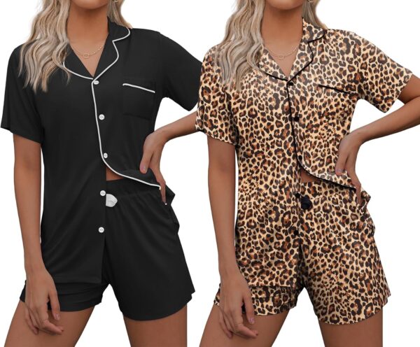 Ekouaer 2 Pack Womens Pajamas Set Button Down Summer Sleepwe... - Image 2