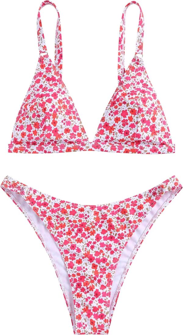 ZAFUL Women's 2 Piece Floral Print Swimsuit Triangle String ... - Image 4