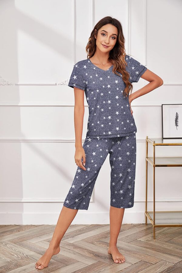 Ekouaer Women's Sleepwear Capri Pajama Sets Short Sleeve Two... - Image 7