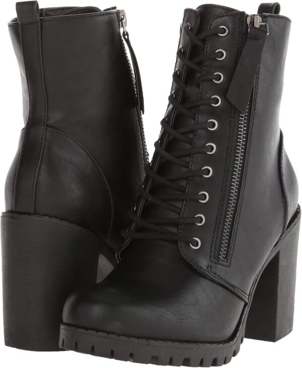 Soda Malia Round Toe Stacked Lug Heel Lace Up Ankle Booties - Image 8