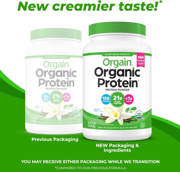 Orgain Organic Vegan Protein Powder, Vanilla Bean - 21g Plan... - Image 4