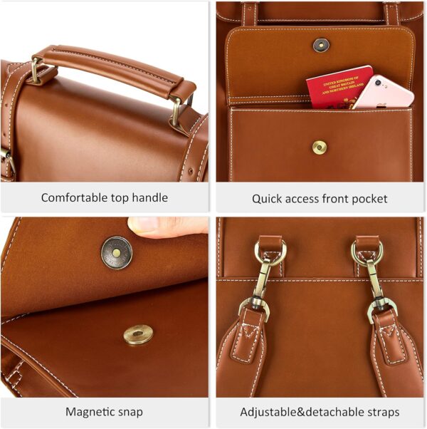 ECOSUSI Laptop Backpack for Women PU Leather Backpack Vintag... - Image 6