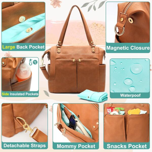 MOMINSIDE Diaper Bag Tote, 4 in 1 Leather Diaper Bag Backpac... - Image 5