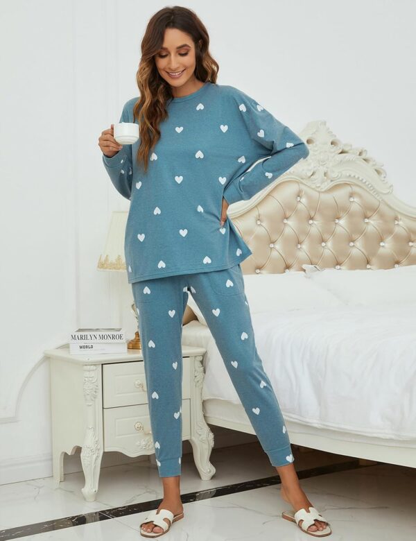 Blooming Jelly Womens Cute Pajama Sets Long Sleeve Heart Pri... - Image 5