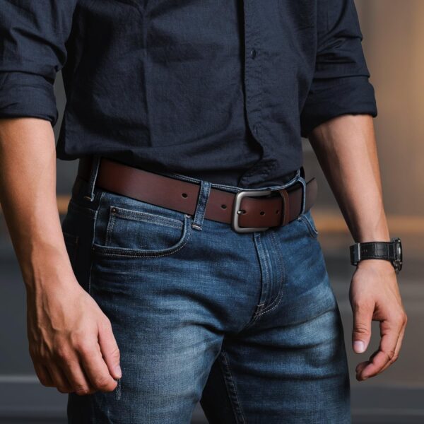 Buffway Men's Leather Belt,1.5" Handmade Top-Grain Leather–D... - Image 3