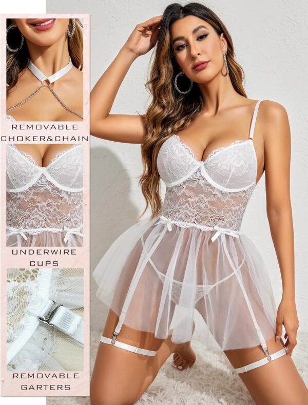 Avidlove Lingerie for Women Lace Babydoll Underwire Lingerie... - Image 6