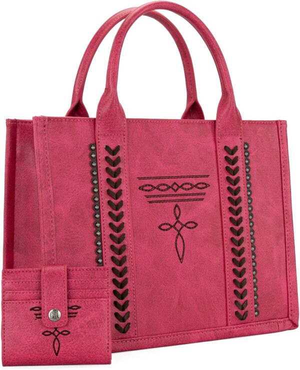 Montana West Longhorn Whipstitch Western Top Handle Tote Bag... - Image 3