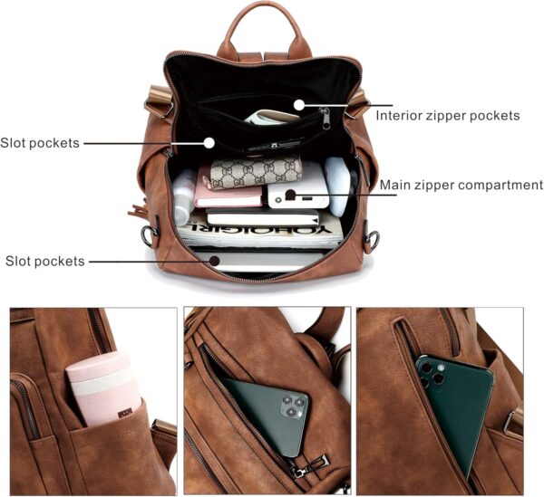 OPAGE Leather Backpack Purse for Women Fashion Tassel Ladies... - Image 6