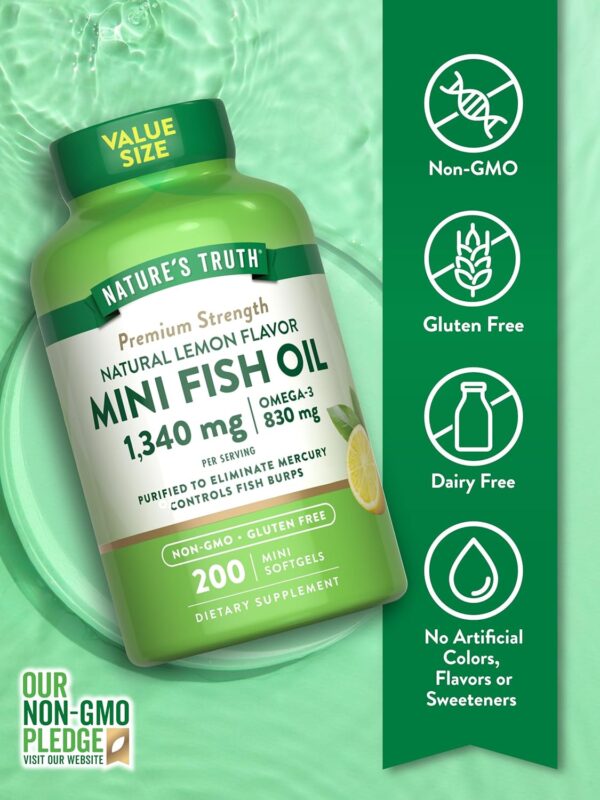 Nature's Truth Fish Oil Omega 3 | 1340 mg | 200 Mini Softgel... - Image 4