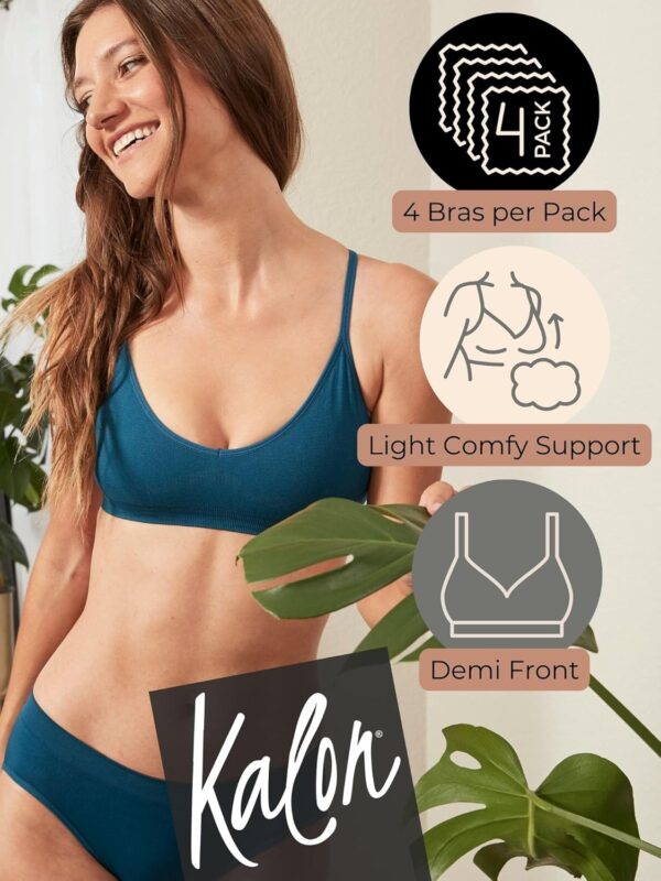 Kalon Women’s 4 Pack Demi Padded Bralette Wireless Comfortab... - Image 3