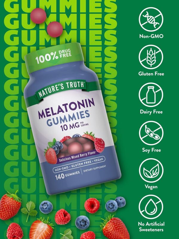 Nature's Truth Melatonin Gummies | 10mg | 140 Count | Berry ... - Image 4
