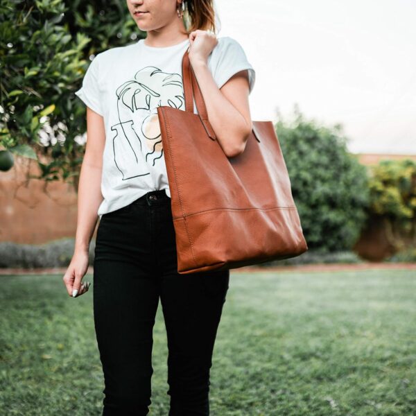 Large Vegan Leather Tote - Womens Slouchy Shoulder Bag with ... - Image 8