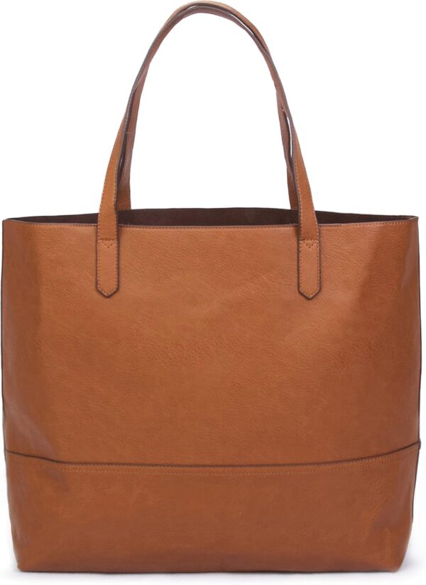 Large Vegan Leather Tote - Womens Slouchy Shoulder Bag with ... - Image 2