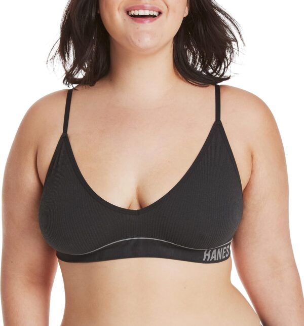 Hanes Women's Originals Seamless Triangle Rib Bralette, Soft... - Image 2