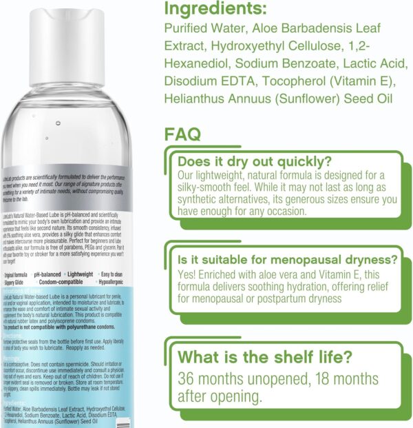 Waterbased Lube 8.3 Fl Oz. Personal Lubricant w/Aloe & Vitam... - Image 6