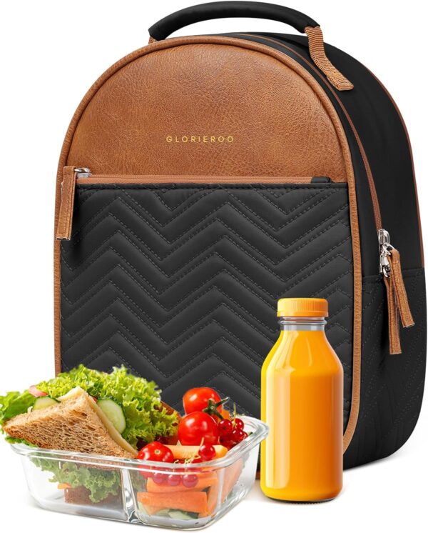 Insulated Lunch Box Bag for Women - Adult Vegan Leather Ligh... - Image 2
