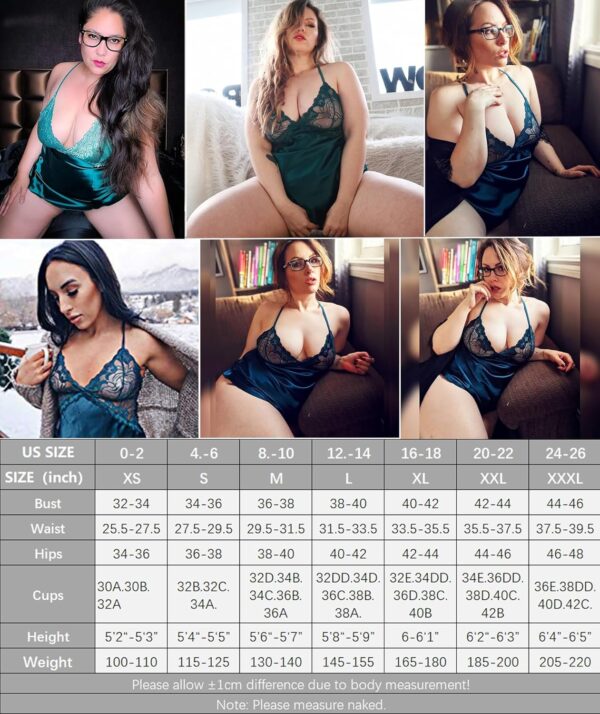 Avidlove Women Lingerie V Neck Nightwear Satin Sleepwear Lac... - Image 8