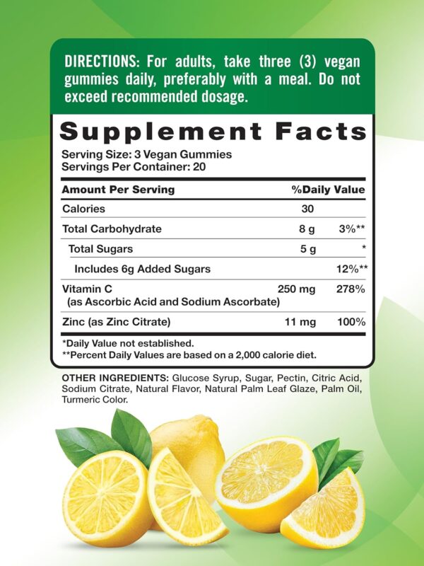 Nature's Truth Vitamin C Gummies with Zinc for Adults | 60 c... - Image 3