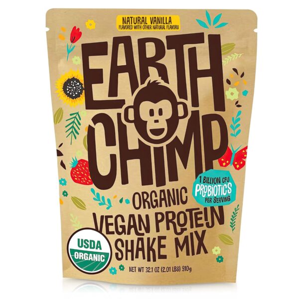 EarthChimp Organic Vegan Protein Powder - with Probiotics - ... - Image 2