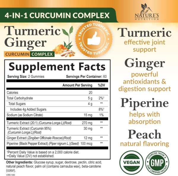 Turmeric Gummies with Black Pepper & Ginger for Best Absorpt... - Image 3