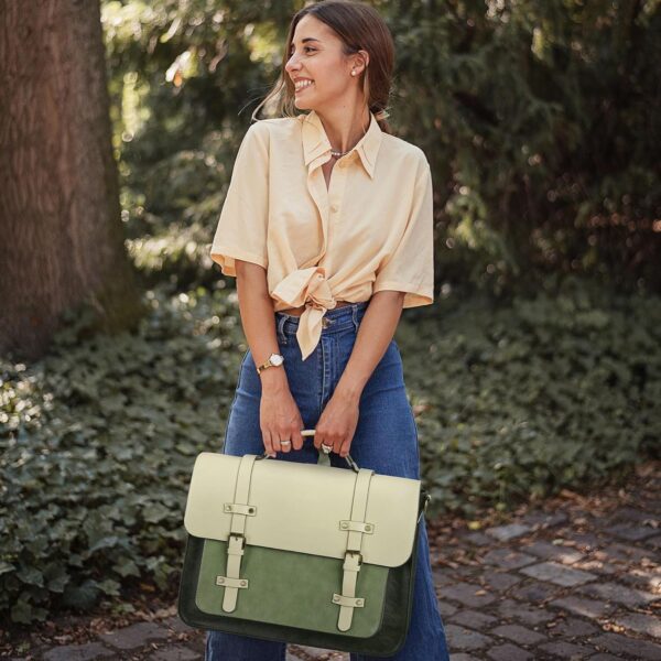 ECOSUSI Laptop Bag for Women Vegan Leather Messenger Bag Fas... - Image 3
