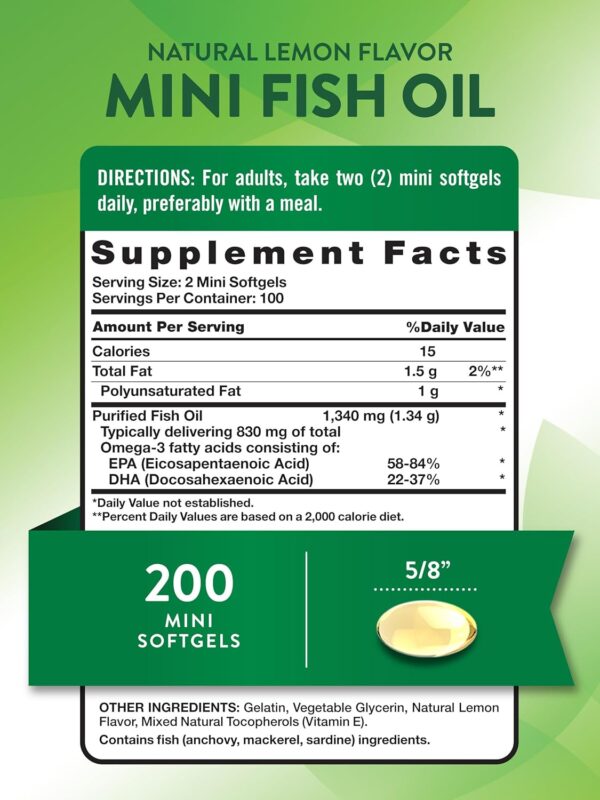 Nature's Truth Fish Oil Omega 3 | 1340 mg | 200 Mini Softgel... - Image 3