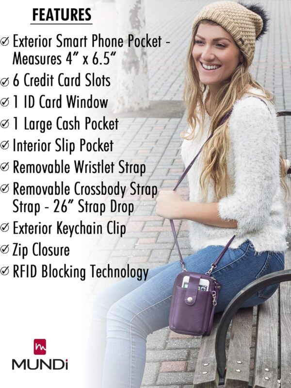 Mundi Jacqui RFID Blocking Crossbody Wallet Bag for Women, C... - Image 7