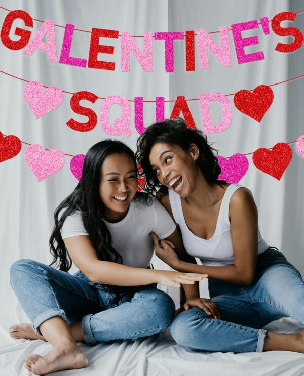 Glittery Galentine’s Squad Banner and Red Pink Rose Red Glit... - Image 6