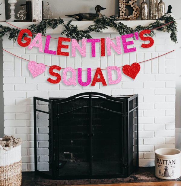 Glittery Galentine’s Squad Banner and Red Pink Rose Red Glit... - Image 4