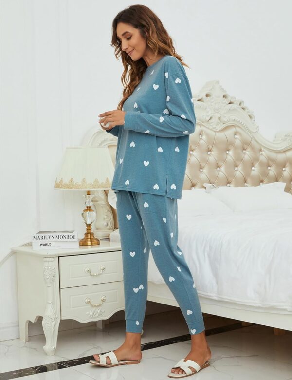 Blooming Jelly Womens Cute Pajama Sets Long Sleeve Heart Pri... - Image 4