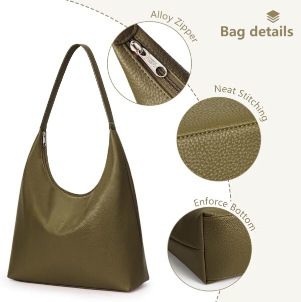 KALIDI Casual Tote Bag Vegan Leather Hobo Zipper Work Bag We... - Image 4