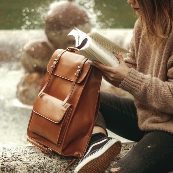 ECOSUSI Laptop Backpack for Women PU Leather Backpack Vintag... - Image 3