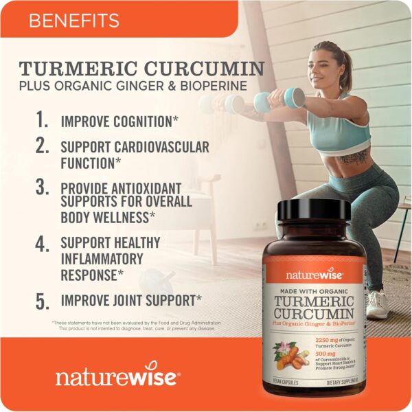 NatureWise Curcumin Turmeric 2250mg - 95% Curcuminoids & Bio... - Image 3