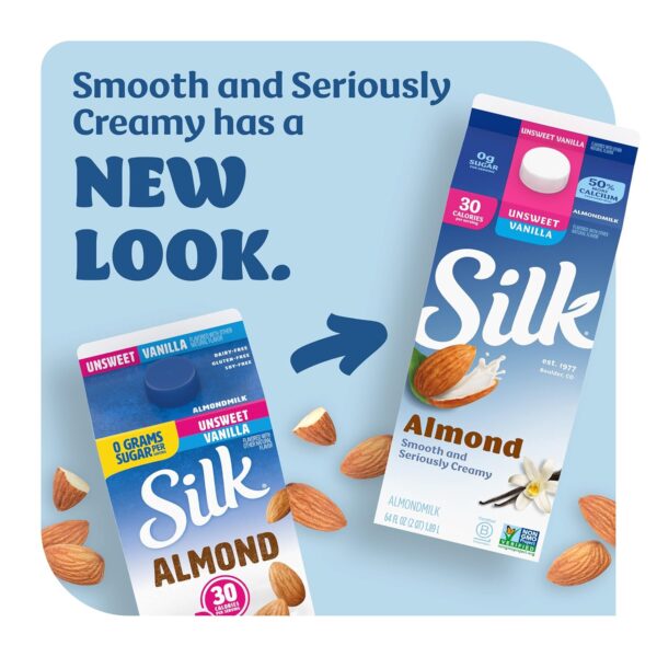 Silk Almond Milk, Unsweet Vanilla, Dairy Free, Gluten Free, ... - Image 3