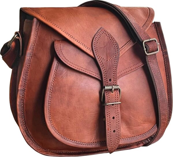 RUSTIC TOWN Leather Crossbody Satchel Bag Vintage Purses Han... - Image 2