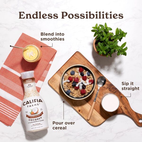 Califia Farms - Toasted Coconut Almond Milk, 48 Oz, Dairy Fr... - Image 5