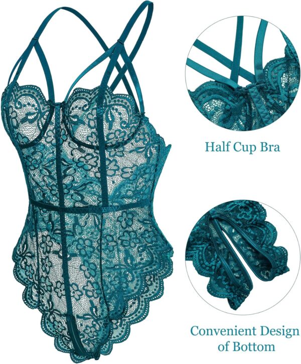 klier Lingerie for Women One Piece Teddy Floral Lace Bodysui... - Image 3