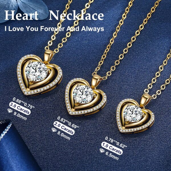 Heart Pendant Gold Necklace for Women Moissanite Lab-Created... - Image 5