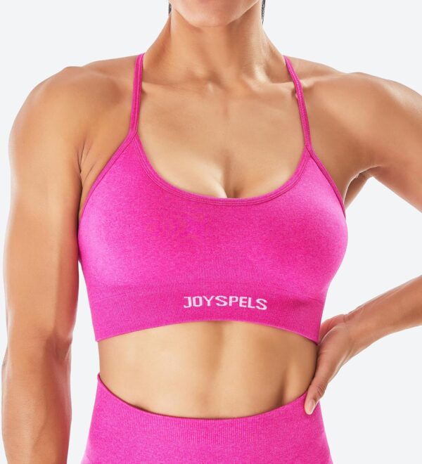 JOYSPELS Seamless Sports Bra for Women Strappy Workout Yoga ... - Image 3