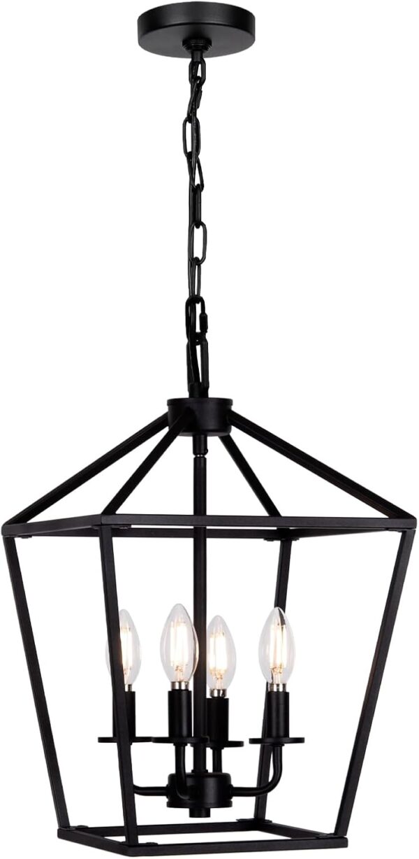 4 Light Chandelier, Industrial Ceiling Light Black Lantern L... - Image 8