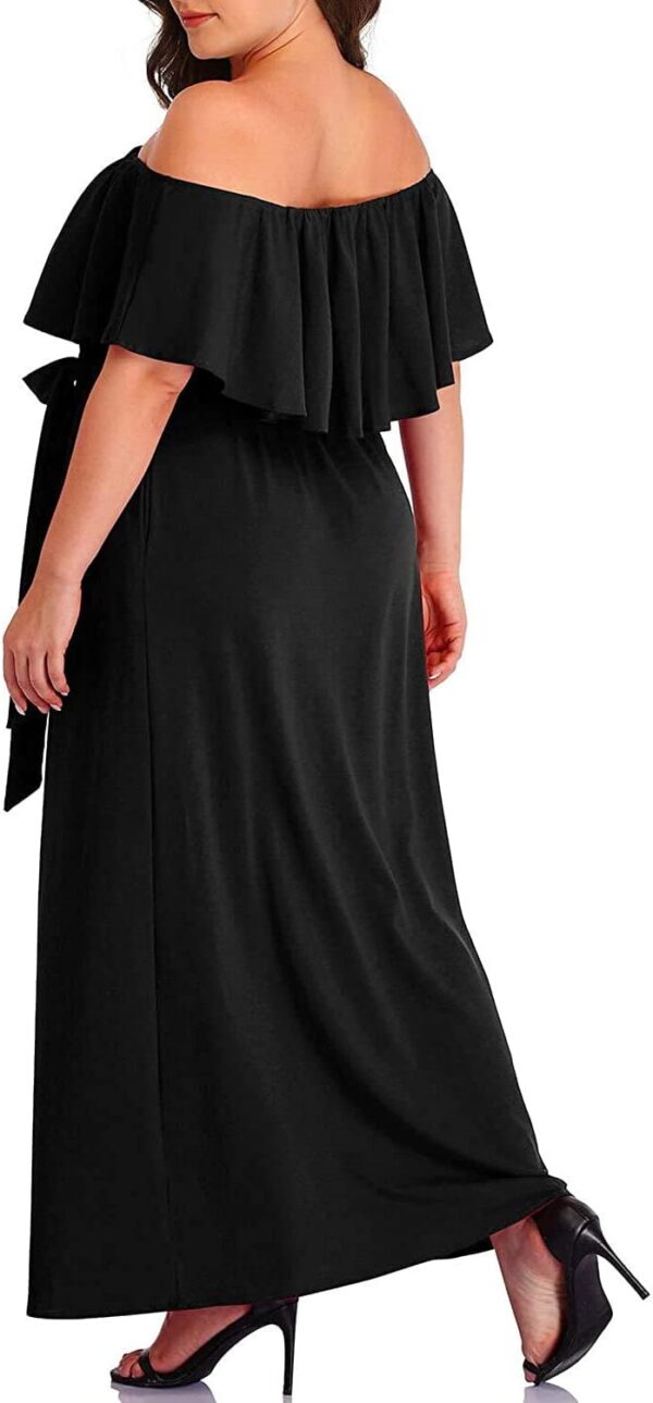 Plus Size Off The Shoulder Maxi Long Casual Beach Dress Pock... - Image 3
