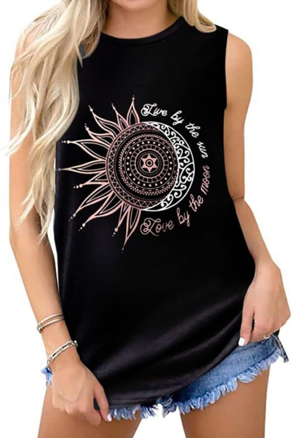 Womens Tank Tops Summer T Shirts Sleeveless Casual Loose Tun... - Image 2