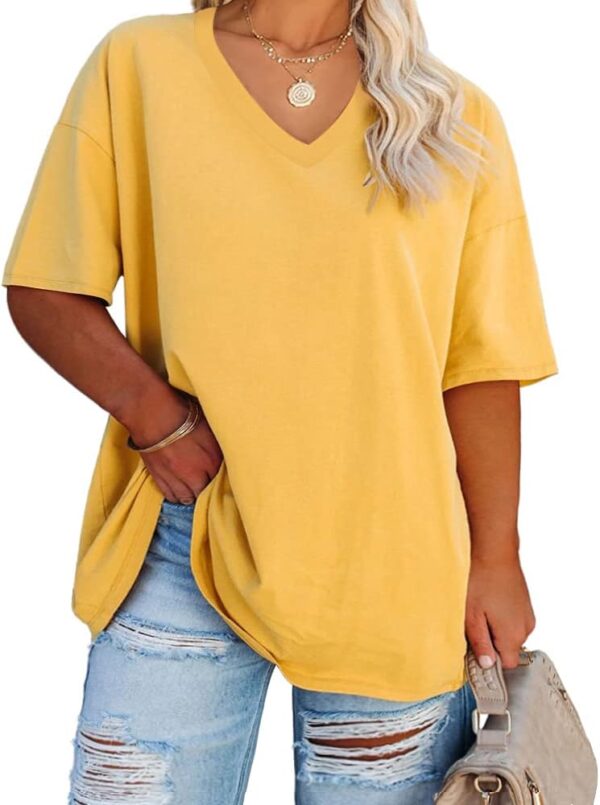 Women's Plus Size V Neck T Shirts Summer Half Sleeve Tees Ca... - Image 2