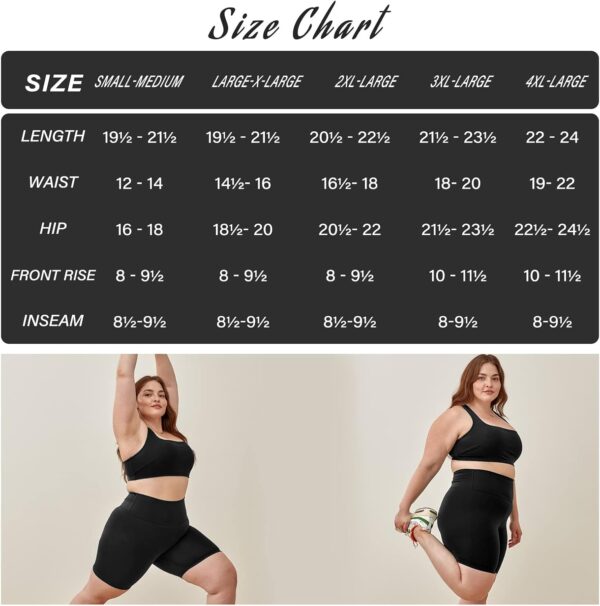 TNNZEET 2 Pack Plus Size Biker Shorts for Women - 8" Black H... - Image 5