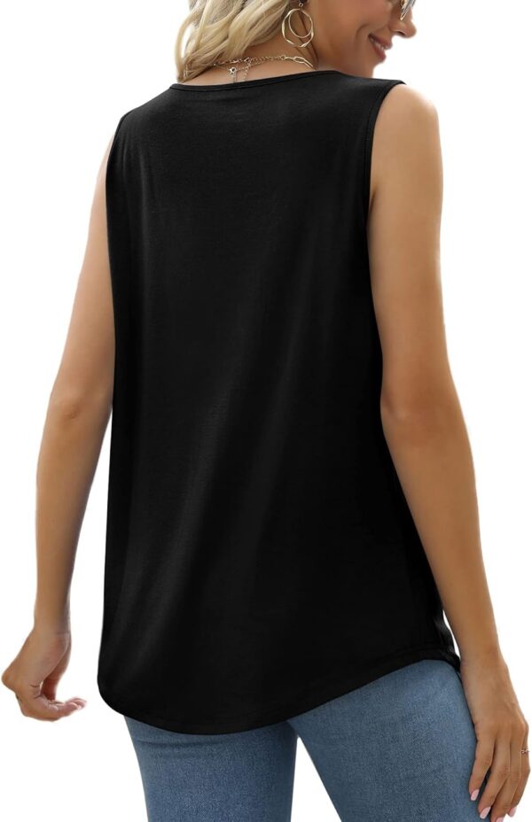 Saloogoe Summer Tank Tops for Women Loose Fit Pleated Square... - Image 4