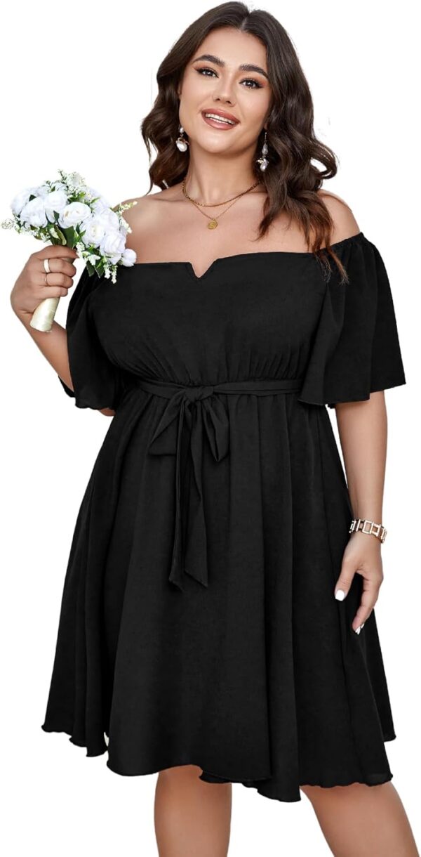 SCOMCHIC Womens Plus Size Cocktail Dress Summer Off Shoulder... - Image 3