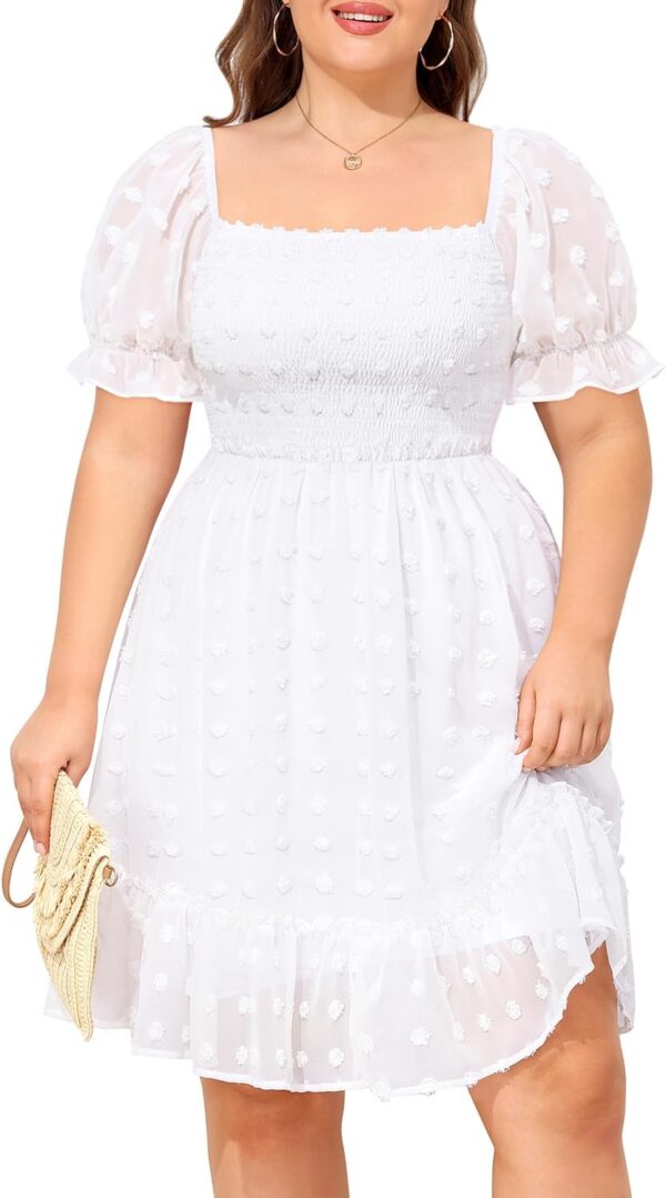 Plus Size Square Neck Graduation Summer Casual Sundress Chif... - Image 4