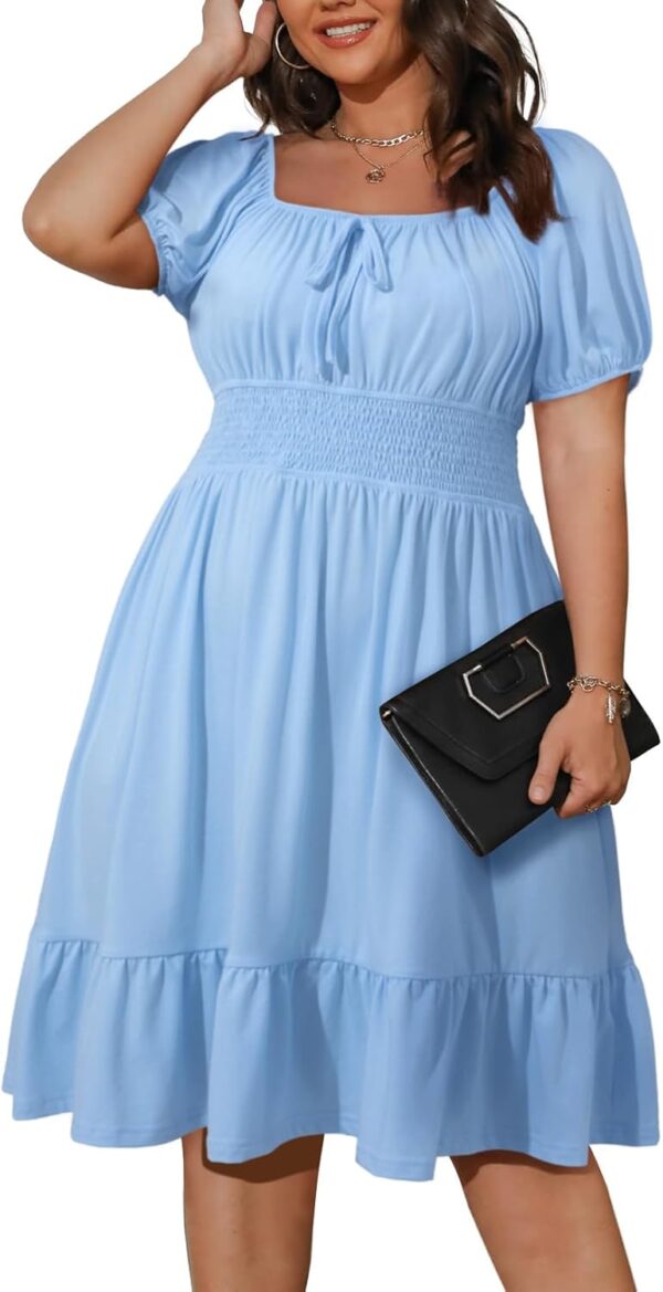 Eytino Women Plus Size Summer Dress Short Sleeve Sweetheart ... - Image 2