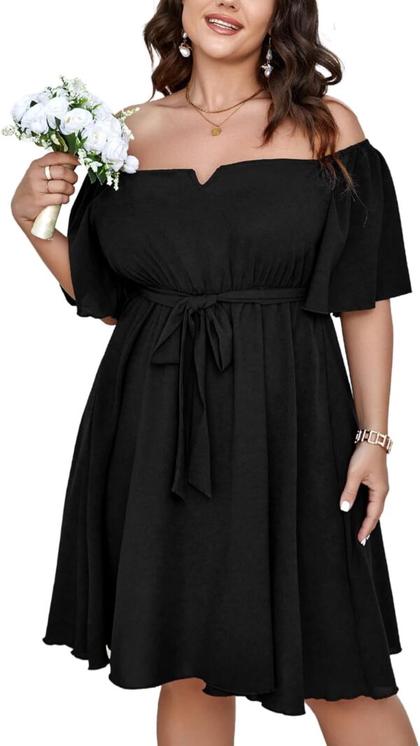 SCOMCHIC Womens Plus Size Cocktail Dress Summer Off Shoulder... - Image 2